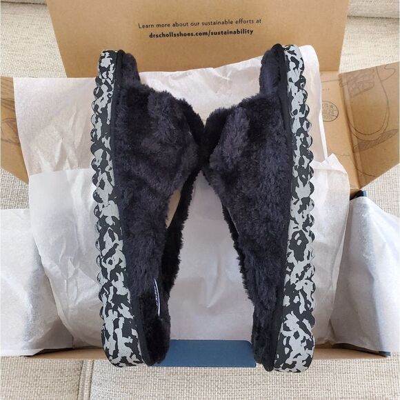 Dr. Scholl's Staycay OG Faux Fur Slide Slipper size 7 in Black- NEW - Picture 11 of 13